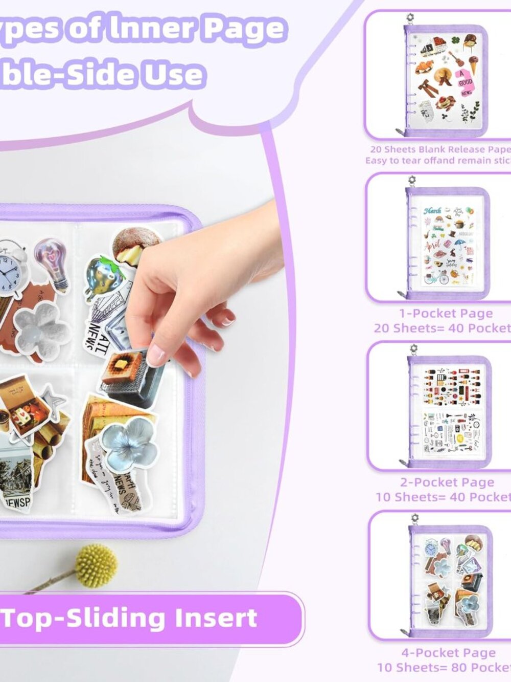 Sticker Organizer Binder Sticker Storage Organizer Reusable Sticker Book Collect - Picture 3 of 7
